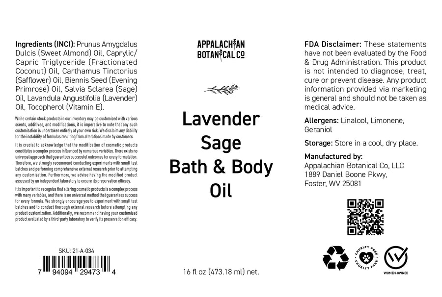 Bulk Lavender Sage Bath & Body Oil