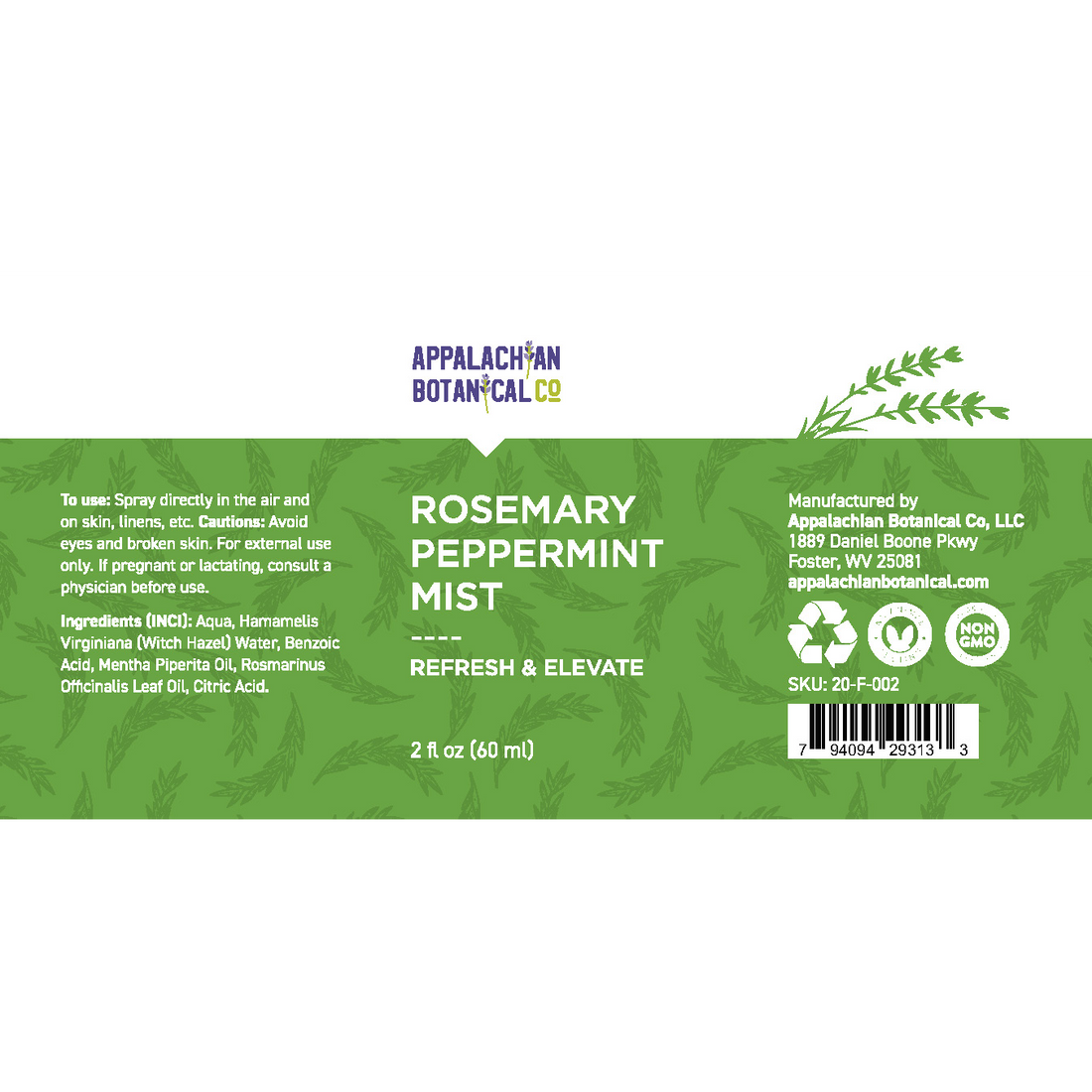 Rosemary Peppermint Mist Appalachian Botanical Co.